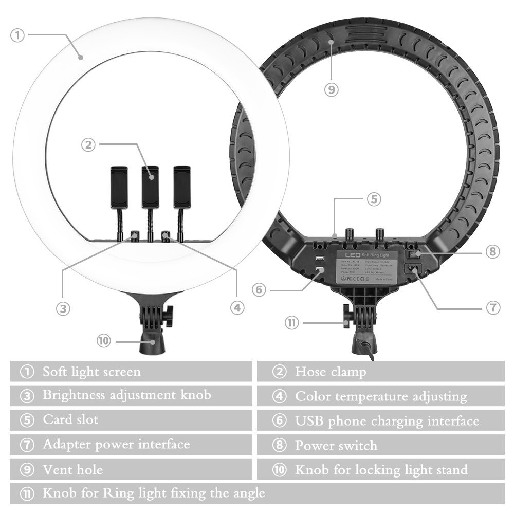 SH 18 Inch Knob Ring Light LED - Photography Lighting Overhead ulasan dan harga