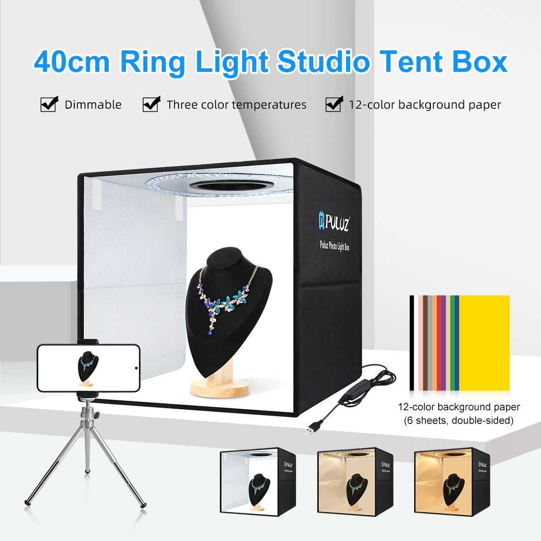 PULUZ 40cm Folding Portable Ri - Photography Lighting Tent ulasan dan harga