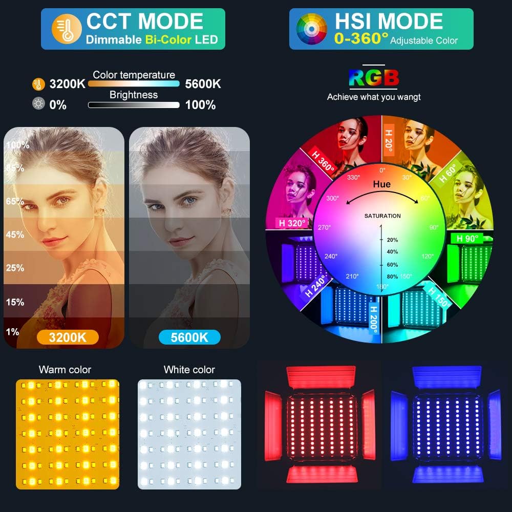 RGB LED Panel Video Light with - Photography Video Lighting Kit ulasan dan harga