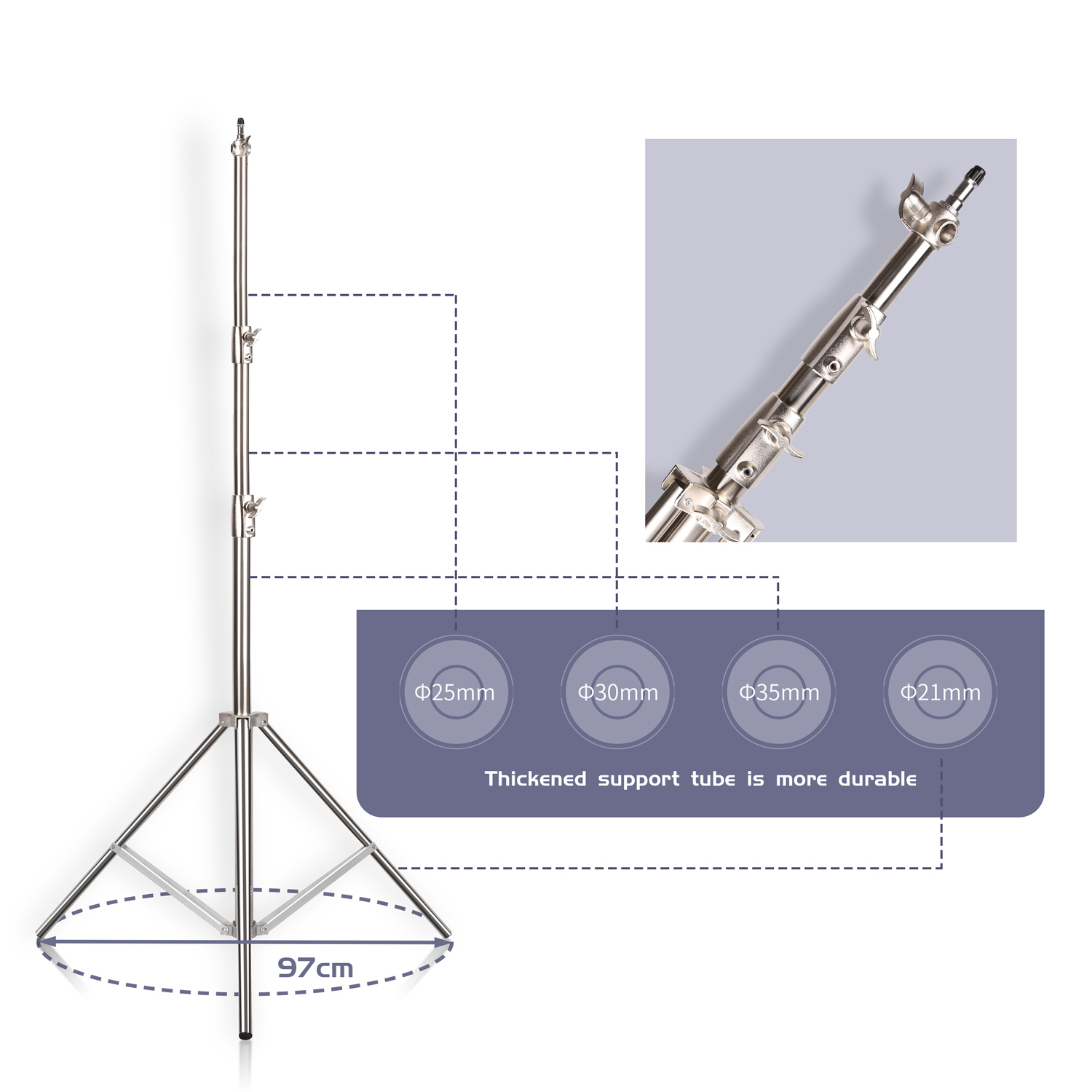 SH 2.8M Stainless Steel Light  - Photography Lighting Product ulasan dan harga