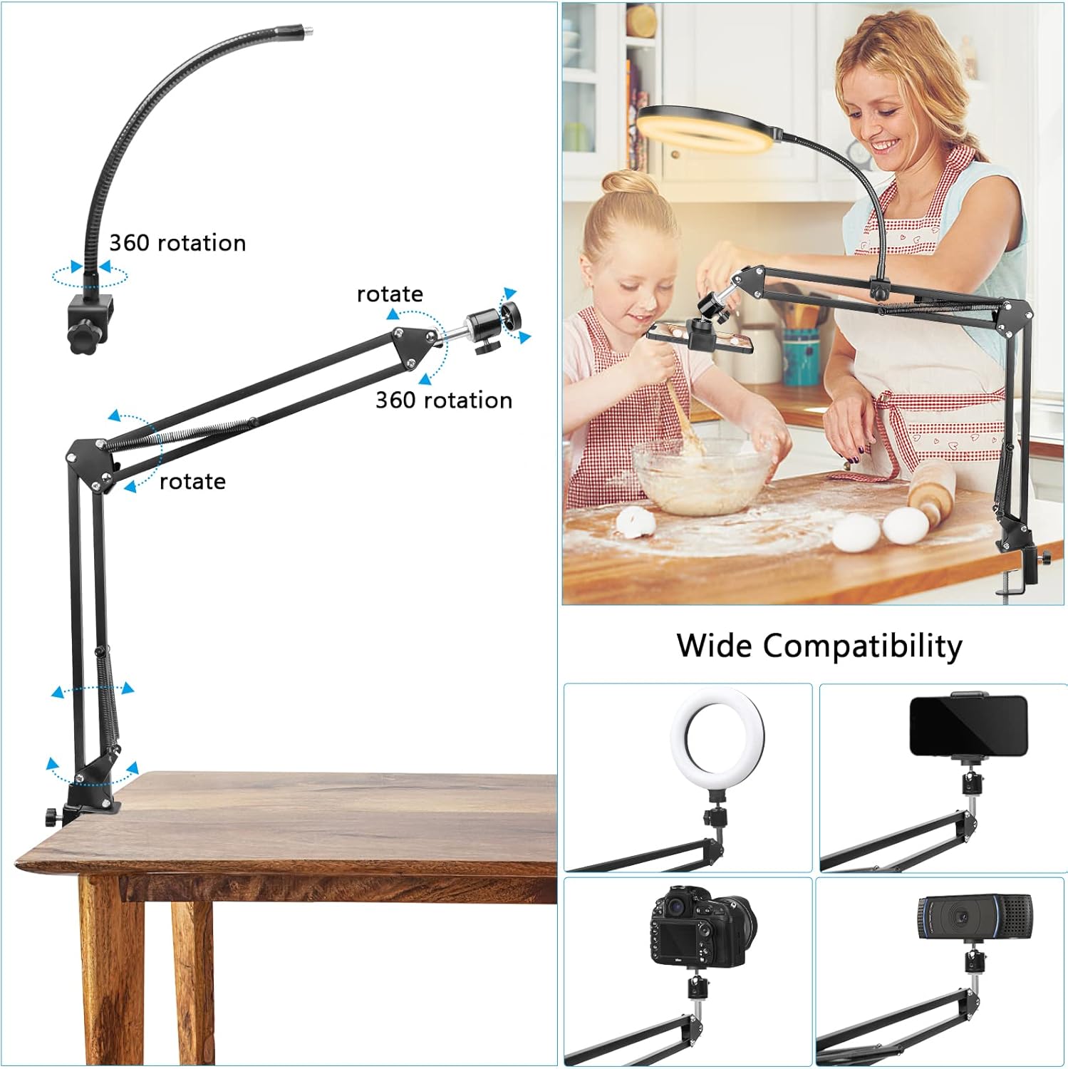 Ring Light with Stand and Phon - Photography Lighting Overhead ulasan dan harga
