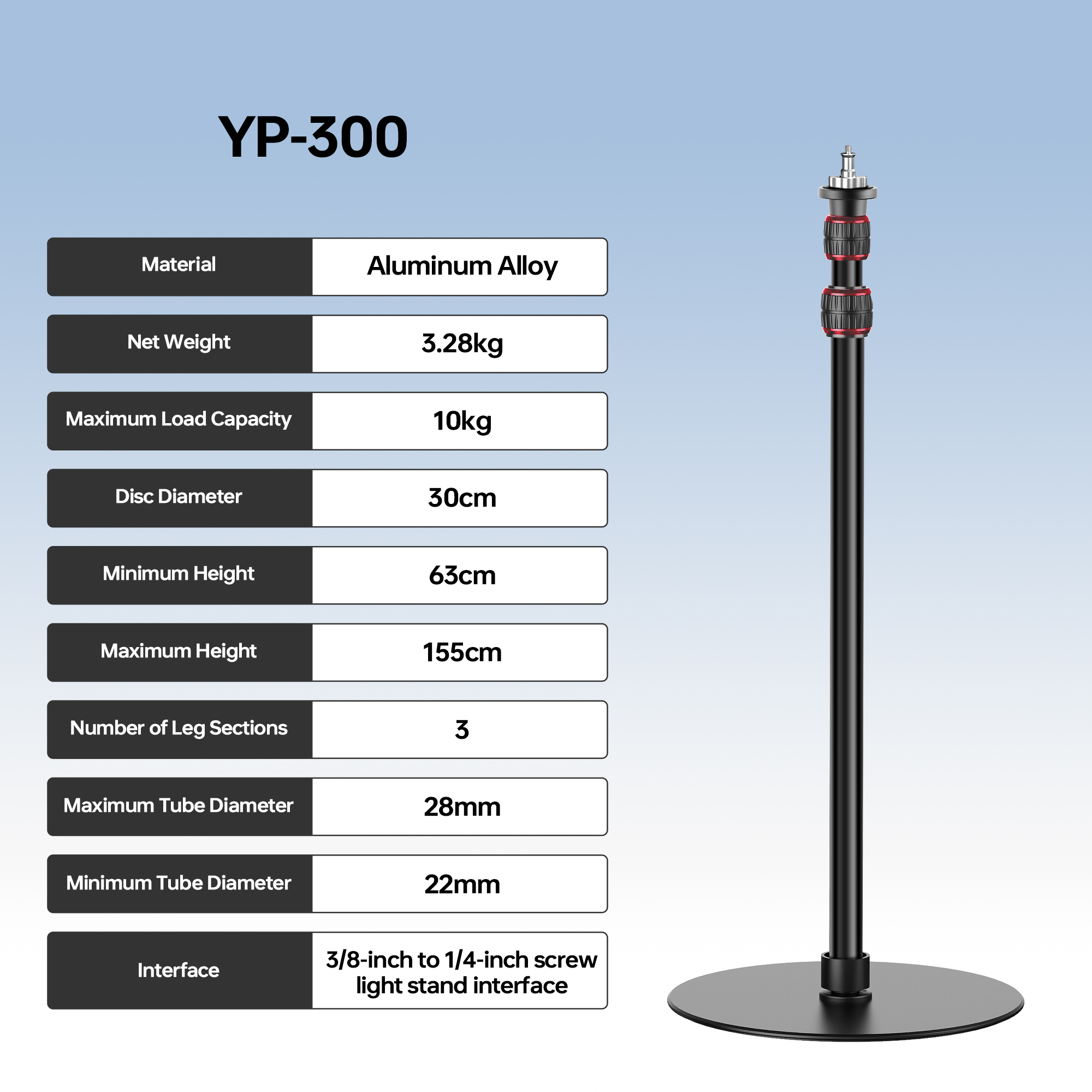 Manbily YP300 1.55M Round base - Photography Lighting Mount ulasan dan harga