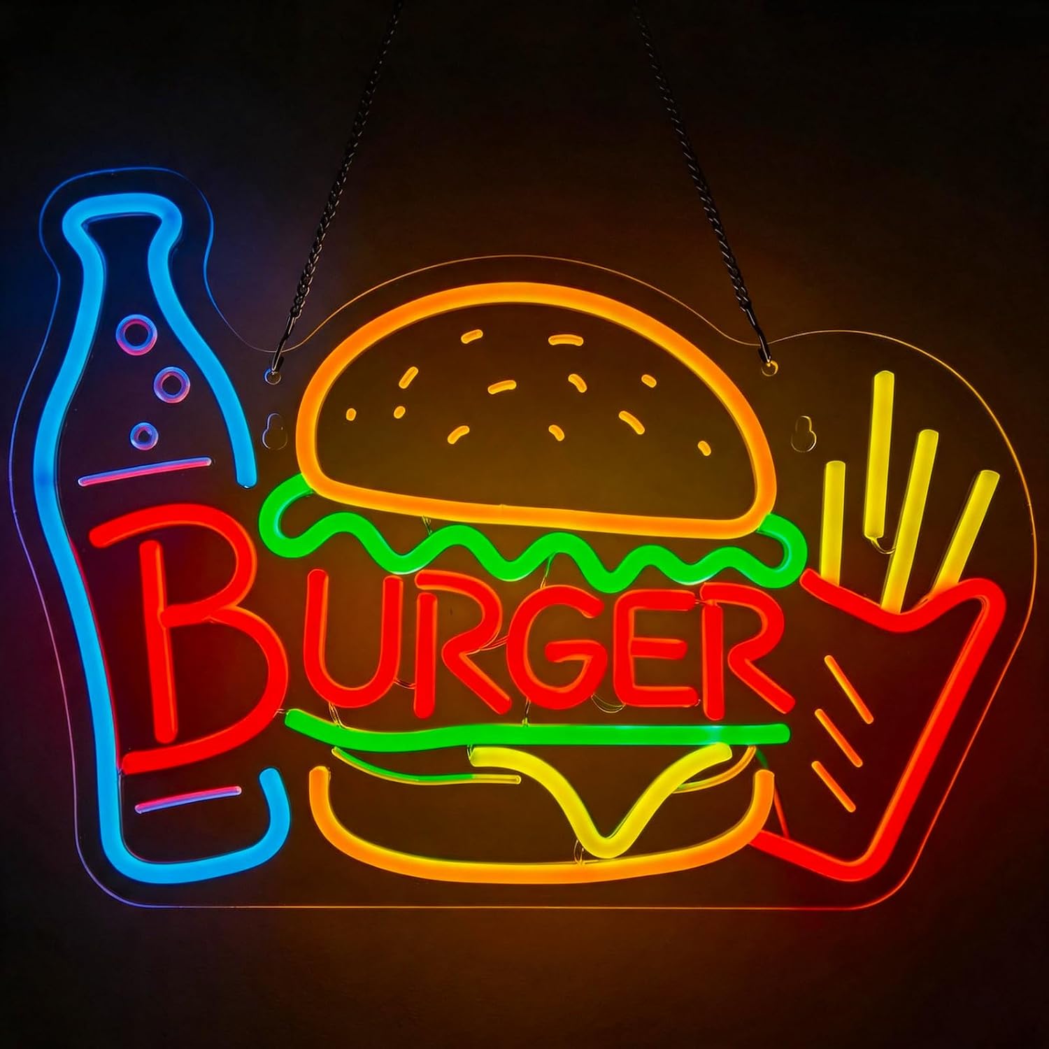 Burger Neon Sign Business Art  - Photography Lighting For Food ulasan dan harga