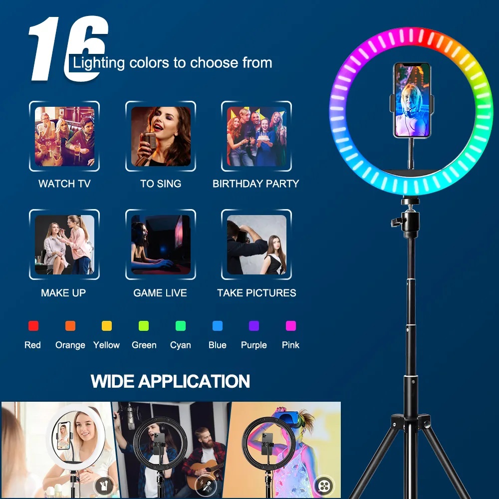 10 Inch RGB Ring Light With Re - Photography Lighting Overhead ulasan dan harga