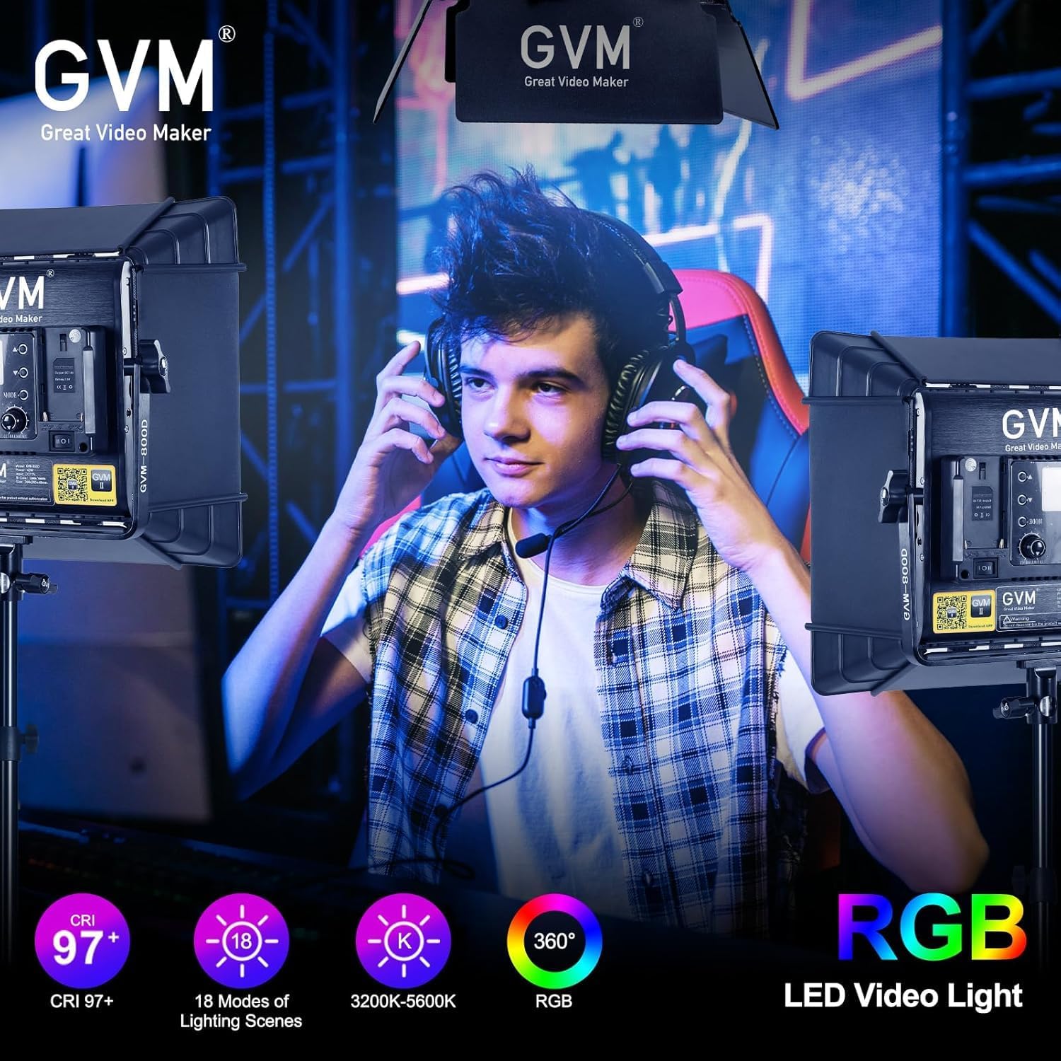RGB LED Video Lighting Kit, 3- - Photography Video Lighting Kit ulasan dan harga